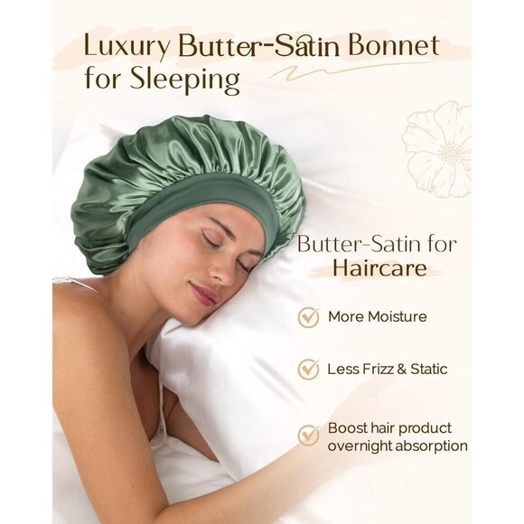 Silk Satin Sleep Bonnet Women Double Layer Elastic Hair Protection for Natural C main image 3